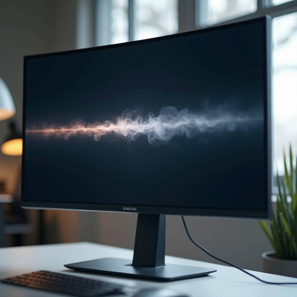 dziwna dymna linia na moim monitorze Samsung Odyssey G7